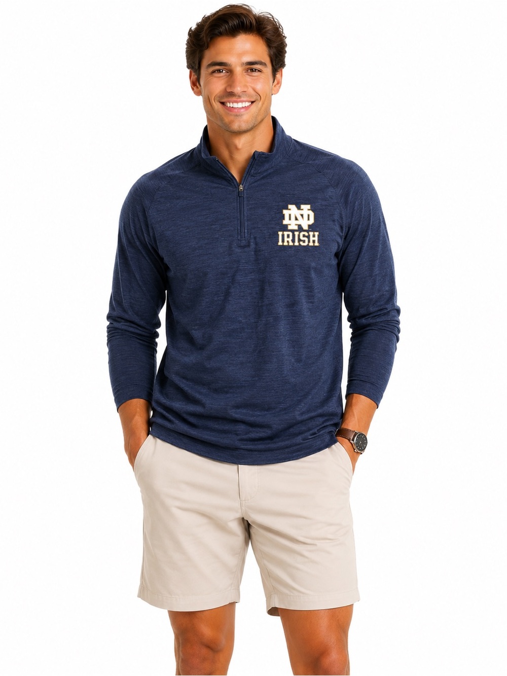 Fanatics Navy Quarter-Zip with Cream Irish Logo